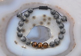 CGB6591 8mm round matte black labradorite & yellow tiger eye adjustable bracelets