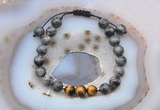 CGB6596 8mm round black labradorite & yellow tiger eye adjustable bracelets