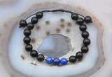 CGB6597 8mm round golden obsidian & lapis lazuli adjustable bracelets