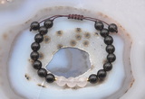 CGB6598 8mm round smoky quartz & rose quartz adjustable bracelets