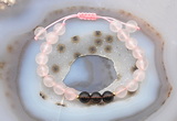 CGB6599 8mm round rose quartz & smoky quartz adjustable bracelets