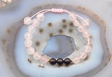 CGB6600 8mm round rose quartz & garnet adjustable bracelets