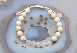 CGB6606 8mm round white fossil jasper & rose quartz adjustable bracelets