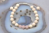 CGB6607 8mm round white fossil jasper & Madagascar rose quartz adjustable bracelets