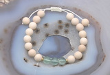 CGB6613 8mm round white fossil jasper & green fluorite adjustable bracelets