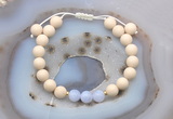 CGB6619 8mm round white fossil jasper & blue lace agate adjustable bracelets