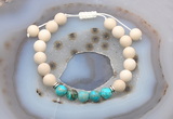 CGB6624 8mm round white fossil jasper & blue sea sediment jasper adjustable bracelets