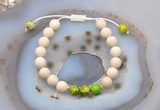 CGB6625 8mm round white fossil jasper & green sea sediment jasper adjustable bracelets