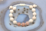 CGB6649 10mm round white fossil jasper & moonstone adjustable bracelets