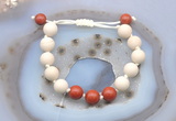 CGB6657 10mm round white fossil jasper & red jasper adjustable bracelets