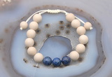 CGB6671 10mm round white fossil jasper & dumortierite adjustable bracelets