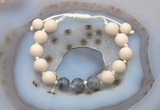 CGB6673 10mm round white fossil jasper & labradorite adjustable bracelets