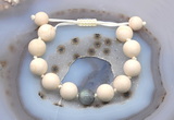 CGB6719 12mm round white fossil jasper & labradorite adjustable bracelets