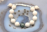 CGB6726 12mm round white fossil jasper & African turquoise adjustable bracelets