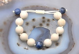 CGB6727 12mm round white fossil jasper & sodalite adjustable bracelets