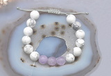 CGB6740 10mm round white howlite & lavender amethyst adjustable bracelets