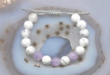 CGB6741 10mm round white howlite & lavender amethyst adjustable bracelets