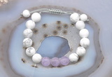 CGB6742 10mm round white howlite & lavender amethyst adjustable bracelets