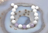 CGB6743 10mm round white howlite & lavender amethyst adjustable bracelets