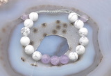 CGB6744 10mm round white howlite & lavender amethyst adjustable bracelets