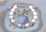 CGB6745 10mm round white howlite & lavender amethyst adjustable bracelets