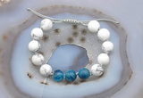 CGB6747 Hand-knotted 10mm round white howlite & apatite adjustable bracelets