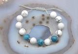 CGB6748 Hand-knotted 10mm round white howlite & apatite adjustable bracelets