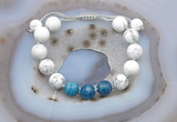 CGB6749 Hand-knotted 10mm round white howlite & apatite adjustable bracelets