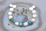 CGB6750 Hand-knotted 10mm round white howlite & apatite adjustable bracelets