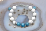 CGB6751 Hand-knotted 10mm round white howlite & apatite adjustable bracelets