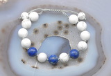 CGB6755 10mm round white howlite & lapis lazuli adjustable bracelets