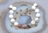 CGB6756 10mm round white howlite & botswana agate adjustable bracelets