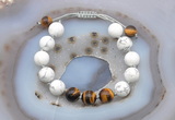 CGB6757 10mm round white howlite & yellow tiger eye adjustable bracelets