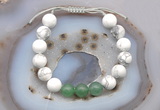 CGB6765 10mm round white howlite & green aventurine adjustable bracelets