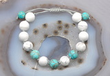 CGB6767 10mm round white howlite & amazonite adjustable bracelets