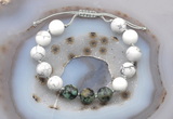 CGB6771 10mm round white howlite & African turquoise adjustable bracelets