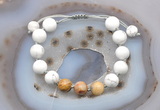 CGB6772 10mm round white howlite & yellow crazy agate adjustable bracelets