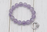 CGB6806 10mm, 12mm lavender amethyst beaded bracelet with alloy pendant