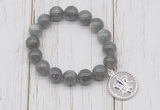 CGB6814 10mm, 12mm labradorite beaded bracelet with alloy pendant