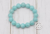 CGB6817 10mm, 12mm amazonite beaded bracelet with alloy pendant