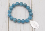 CGB6818 10mm, 12mm apatite beaded bracelet with alloy pendant