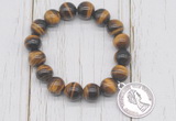 CGB6824 10mm, 12mm yellow tiger eye beaded bracelet with alloy pendant