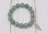 CGB6836 10mm, 12mm green aventurine beaded bracelet with alloy pendant