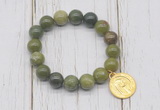 CGB6837 10mm, 12mm Canadian jade beaded bracelet with alloy pendant