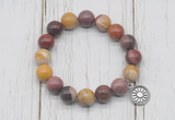 CGB6844 10mm, 12mm mookaite beaded bracelet with alloy pendant