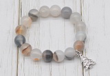 CGB6847 10mm, 12mm montana agate beaded bracelet with alloy pendant