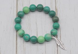 CGB6866 10mm, 12mm grass agate beaded bracelet with alloy pendant