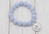 CGB6867 10mm, 12mm blue lace agate beaded bracelet with alloy pendant