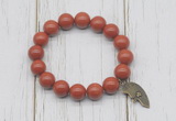 CGB6874 10mm, 12mm red jasper beaded bracelet with alloy pendant