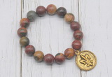 CGB6882 10mm, 12mm picasso jasper beaded bracelet with alloy pendant